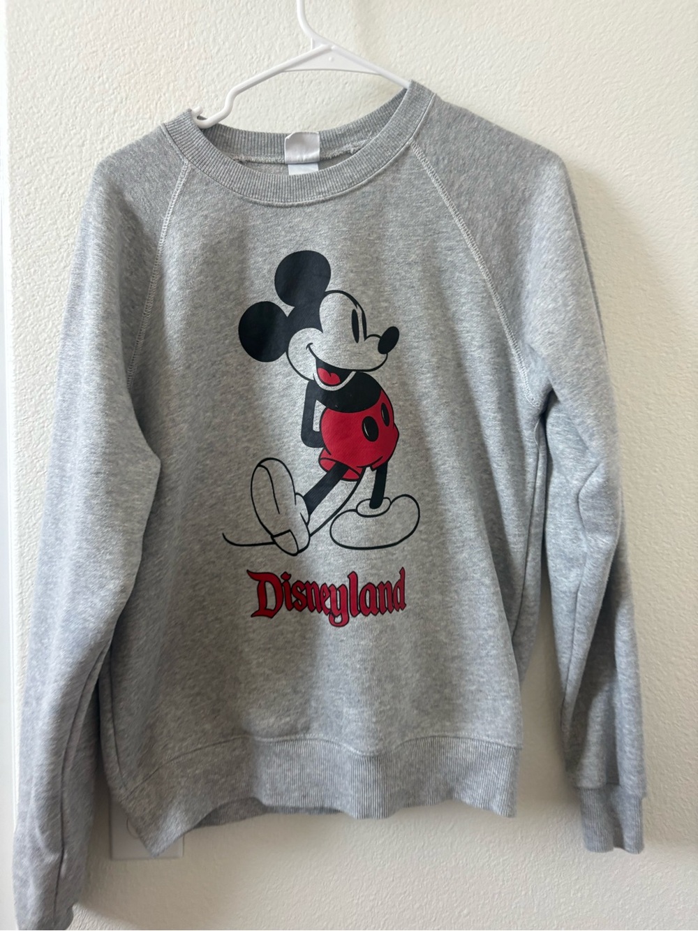 Disney Gray Mickey Mouse Disneyland Sweatshirt with Red Accents